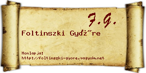 Foltinszki Györe névjegykártya